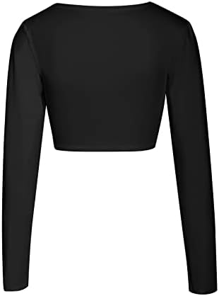 Широки врвови за ленти за жени жени секси тенок култура кошула со долг ракав против вратот вградени маички врвни плетени плус