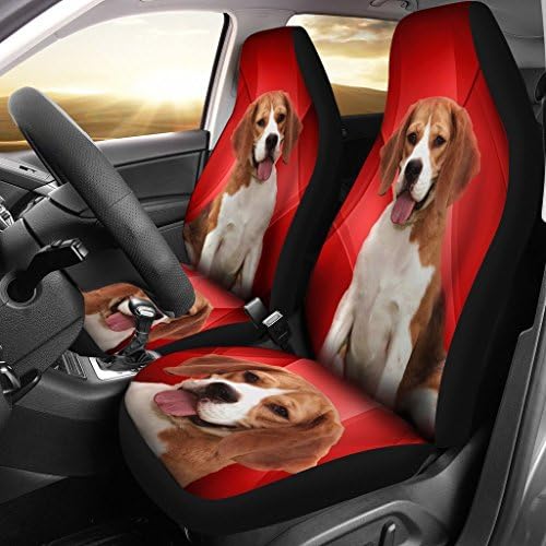 Павлис Неверојатни капаци на седиштето за црвени печатени автомобили Beagle Dog Red
