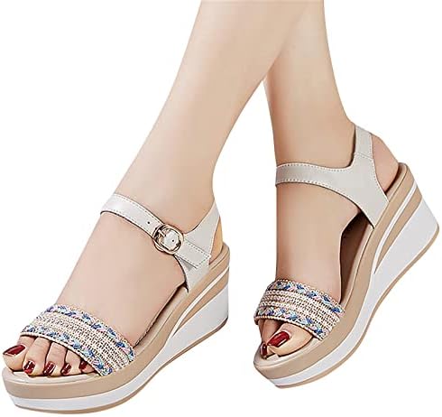Мода пролет и лето, жени сандали со клин -потпетици платформа за лесни женски сандали со големина 11W