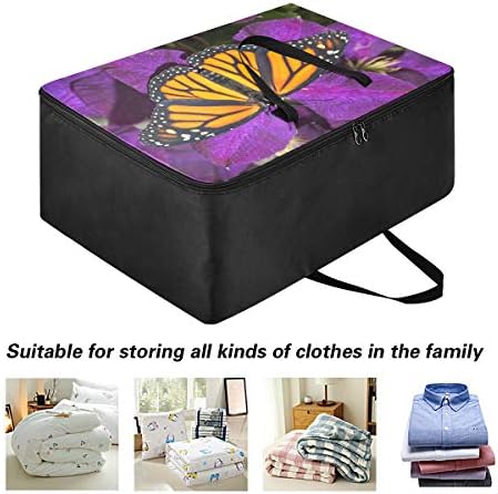 N/ А Торба За Складирање Облека Под Креветот За Јорган - Голем Капацитет Убава Монарх Пеперутка Длабоко Виолетова Цвет Организатори Торба Со Патенти