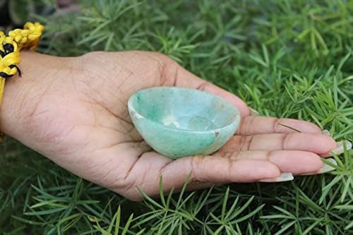 Jet Natural Green Green Aventurine Bowl 2 Gemstone A+ Hand Ressated Crystal Altar заздравување сад за садови без брошура кристал Therapt.
