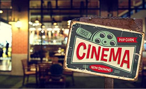 Знак за калај за кино Аоего, билети тука поп пченка и филм сега се прикажани гроздобер метални лимени знаци за кафулиња барови