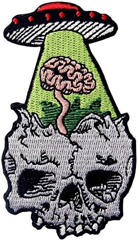 Губење на мозокот на умот изгубен во НЛО лепенка извезена значка железо на шиење на амблем