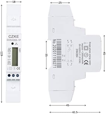 AXTI DDS226D-1P LCD LCD единечен мерач на енергија DIN-Rail 220V 230V 240V 5 A, 5 A 5 A AC