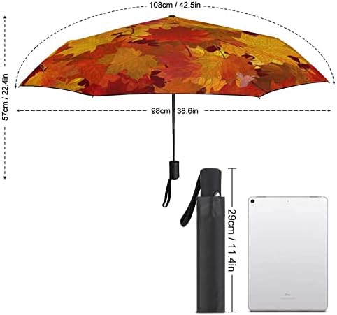 Есенски Лисја Од Јавор 3 Набори Чадор За Патување Анти-УВ Ветроупорни Чадори Модерен Автоматски Отворен Чадор