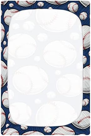 Бејзбол мекобол чаршафи за момчиња за момчиња пакуваат и играат чаршафи преносни мини креветчиња за креветчиња, вградени садови за