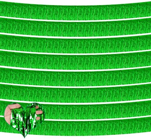10 Пакет 10 Стапки Зелена Фолија Раб Венец Металик Тасл Банер Ѕид Виси Ламба Стримери Позадина За Парада Плови ,achен, Свадба,