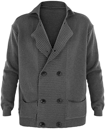 XXBR плетен кардиган за мажи, двојно гради со плетенка јака џемпер кардиганс есенски палто за зимски скокач