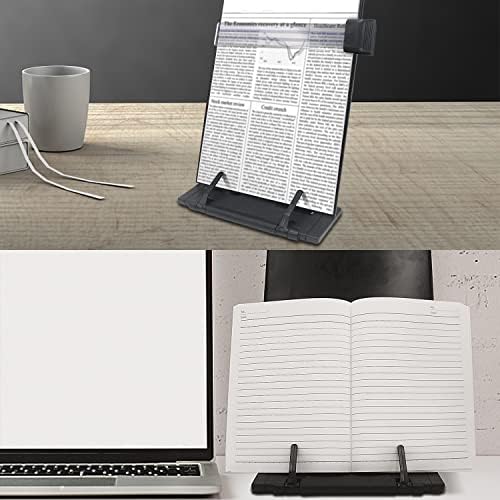 Држач на книги за документи за десктоп со 7 прилагодливи позиции држач за држач за хартија за копирање држач за говор, пишување