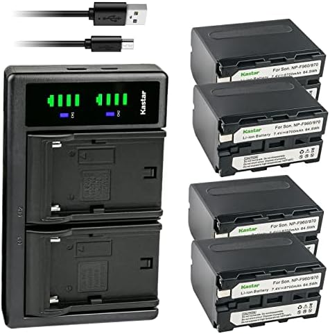 Kastar 4-Pack NP-F970 Батерија и LTD2 USB полнач компатибилен со Z CAM E2 E2-M4 Professional 4K, Z CAM E2-S6 SUPER 35 6K, Z CAM E2-F6 Full-Frame