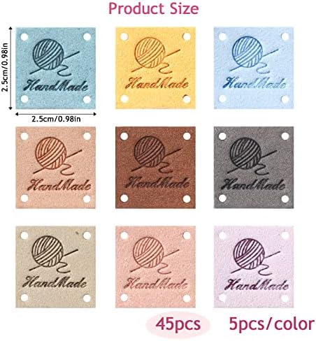 45 парчиња рачно изработени ознаки PU кожа етикета Шарени кожни ознаки за предмети од капчиња рачно изработени етикети за облека