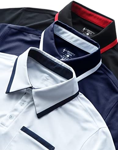 3-пакувања на машки перформанси суви вклопуваат технолошки голф-маици со џеб од градите, активни маици со краток ракав