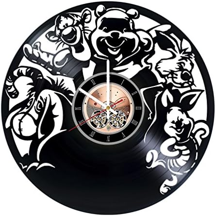 Winnie the Pooh Cartoon Vinyl Record Wallиден часовник - Расадникска соба wallиден декор - идеи за подароци за деца, тинејџери, деца -