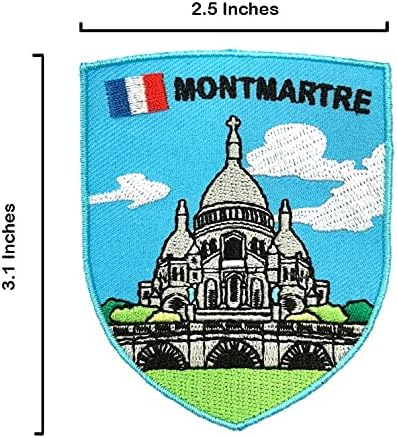 A-One 3 PCS Pack- Montmartre Landmark Patch+France Flag Lapel Pin и везови, значка за градски сувенири, железо на шиење на стап на лесен за прикачување