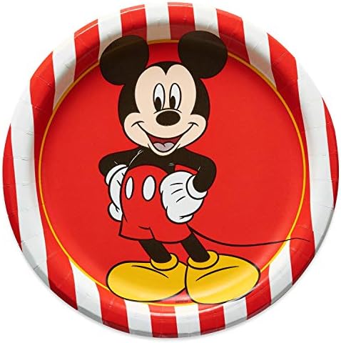 Party Mickey Mouse Party обезбедува пакет за пакети за прибор за садови за 16 гости во клубот - вклучува 16 чинии за вечера, 16 десертни