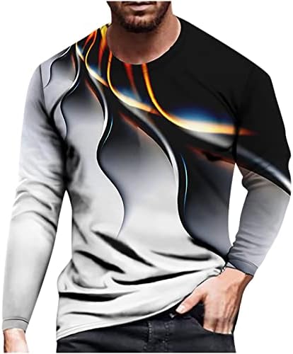 Машки Обичен Круг Вратот Врвот Мода 3д Печатење Кошула Блуза Отворено Атлетски Трендовски Пуловер Дуксер