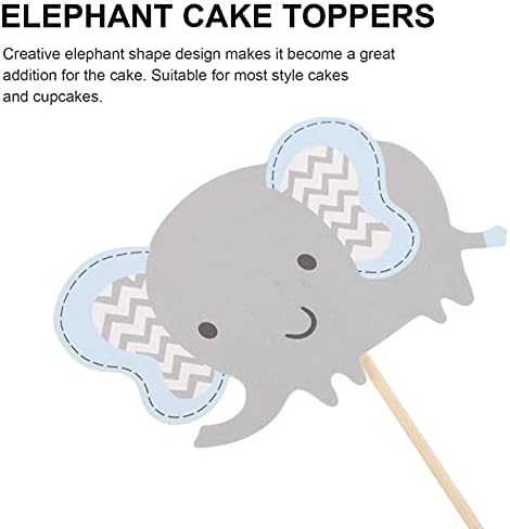 Nuobesty 20pcs слон cupcake toppers topers hodday роденденска забава материјали вметнува торта со слонови облека роденденска торта вметнува