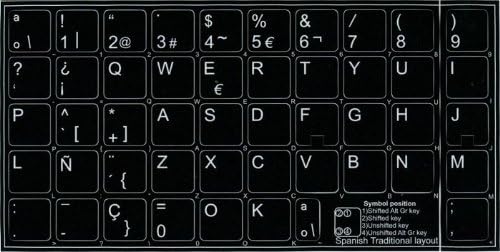 Шпанска нетранспарентна црна налепница за тастатура за десктоп, лаптоп и тетратка