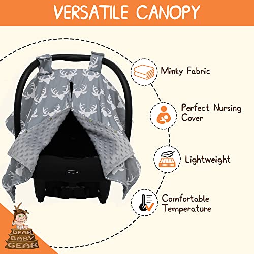 Комплетен пакет за бебешки опрема: крошна на седиштето на автомобили, ќебиња за бебиња и чаршафи за креветчиња - Антлер сив и сив