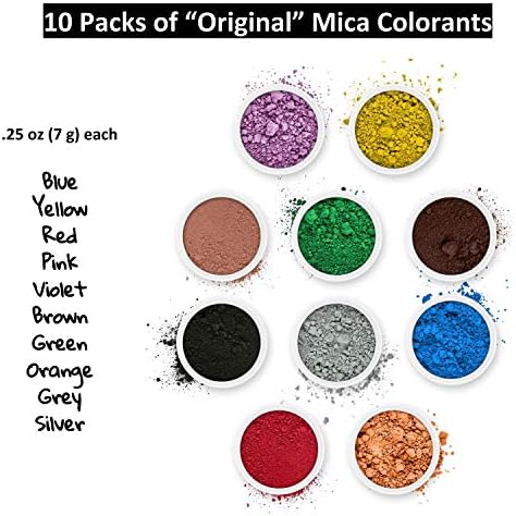 Pifito Mica Colorant Powder Original Sampler │ 10 убави бои во боја за правење сапун, бомби за бања, епоксидна смола