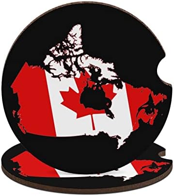 Канадска Мапа Знаме Тркалезни Подлоги За Автомобили Слатки Држачи За Чаши 2,56 Инчи За Абсорбента За Пијалоци