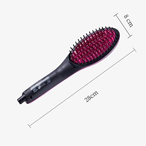Wdbby керамичка коса засилување четка Брзо зацрвстувањето електричен чешел за коса рамен железо LCD дисплеј дигитално греење четка