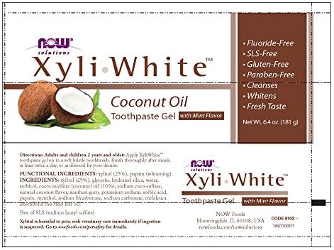 Сега решенија, Xyliwhite ™ гел за паста за заби, кокосово масло, чисти и белици, ладен вкус на кокос нане, 6,4-унца