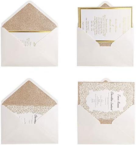 Ponatia 50 парчиња/лот A7 пликови, 5,25 x 7,5 '' злато сјајни шини коверти, совршени за 5x7 '' свадби, картички за покани, покана