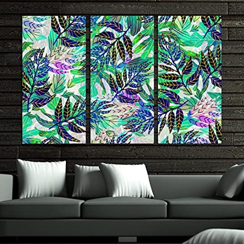 Wallидна уметност за дневна соба, маслено сликарство на платно големо врамени тропски зелени лисја уметнички дела за декор за домашна спална соба