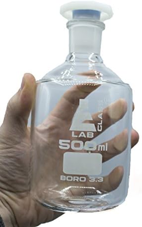 Шише со реагенс на стакло од 500 мл со киселина полипропилен стопер, боросиликат 3,3 стаклени лаборатории