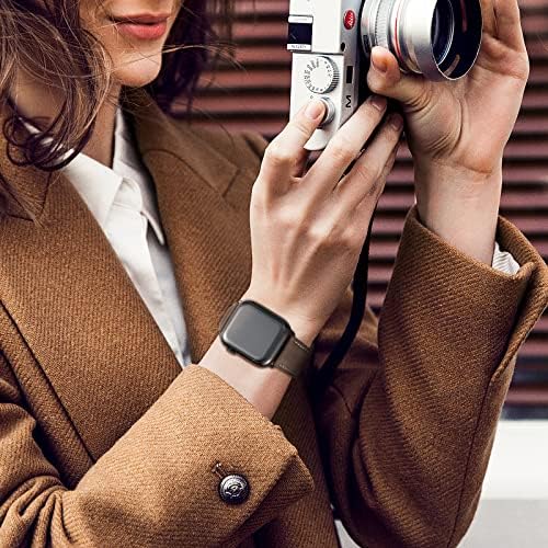 SUNFRWR Кожни Ленти Компатибилни со Apple Watch Band 41mm 40mm 38mm За Мажи Жени, Врвен Ремен За Замена На Вистинска Кожа За iWatch Ultra