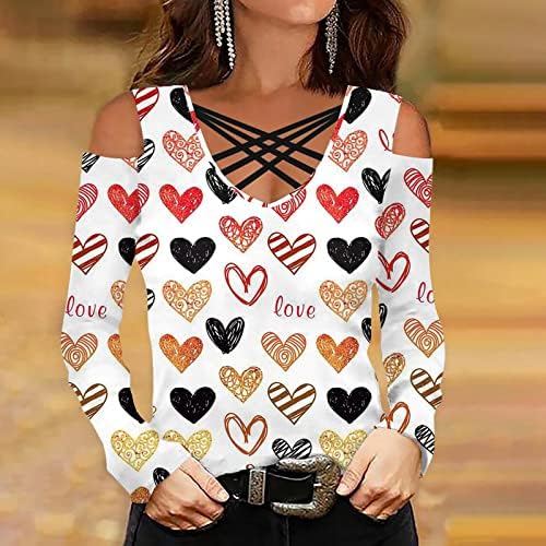 Womenените секојдневно печатено пулвер класичен v врат џемпер плус големина обични блузи со долги ракави кошули џемпери врвови