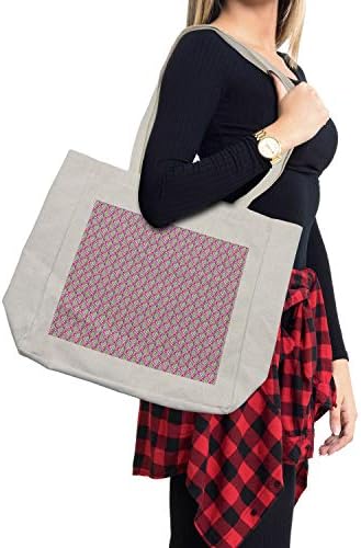 Ambesonne шарена торба за купување, рачно привлечен стил на боја, геометриски украс со груб витраж, ефект на текстура, еколошка торба