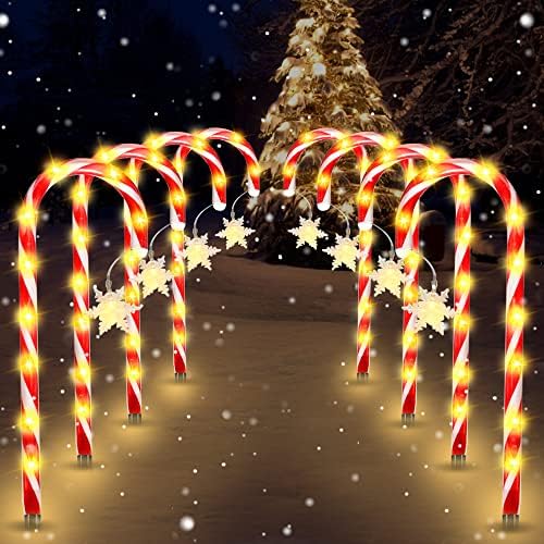 Зикјанхард Божиќни соларни бонбони светла, 8 пакувања 19 '' Сончеви божиќни патеки маркери за ознаки на удели, светла, тревник двор градинарска