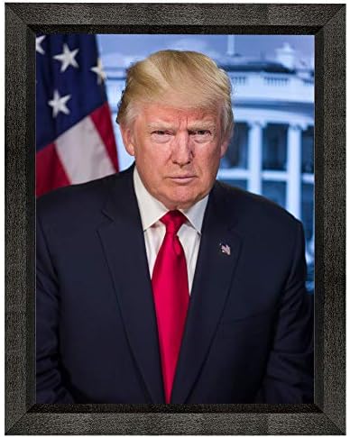 Фотографија на Доналд Трамп во црна рамка со загрозена рамка - Историски уметнички дела од година - Портрет на американскиот претседател -
