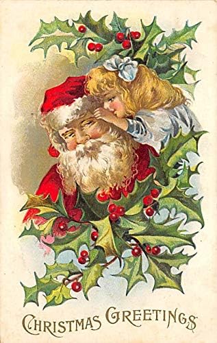 Пост картичка Дедо Мраз, стара античка гроздобер Божиќна разгледница, пишувајќи на грб