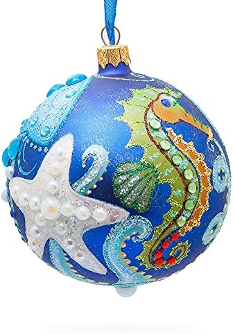 Морски суштества стаклена топка Божиќен украс 4 инчи