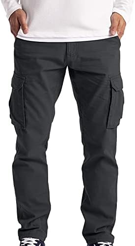 Машки обични карго панталони со лесен истегнување на џогер цврсти лабави спортски џебови долги панталони панталони