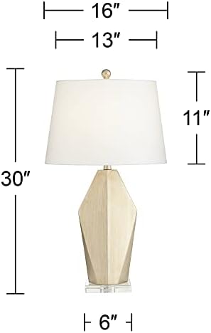 Посуни Евро Дизајн Ривера модерна табела за ламба 30 висока злато од шампањско срамнети со земја геометриски исечен акрилик бел овален декор
