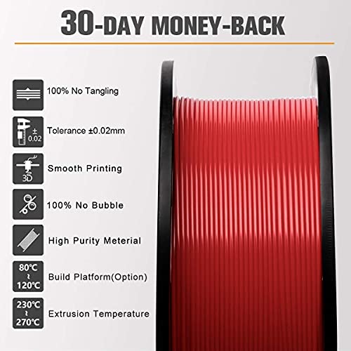 Филамент за печатач Sunlu ABS 3D, димензионална точност од 1,75 ABS FILAMENT +/- 0,02 mm, 1 kg Spool Black +Red