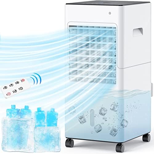Агили 3-во-1 испарувачки ладилник за воздух, преносен климатик без прозорец W/1,3-гал резервоар за вода, 3 брзини на ветер далечински ладилник
