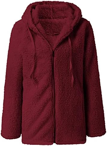 Женски волна палто мода есен зимска топла плишана јакна со долг ракав плус големина патент руно аспиратор надворешна облека