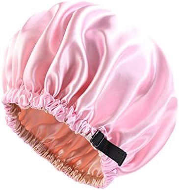 Сатенска хауба прилагодлива големина на главата Спилка свилена хауба за жени мажи со двојно слој сатен наредени капаче за спиење завиткана коса