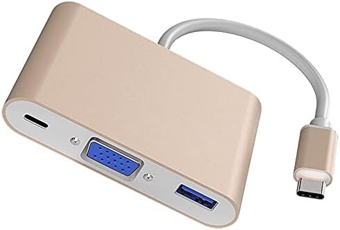 Конектори 3 во 1 адаптер USB 3.1 Тип C до VGA USB 3.0 USB -C мултипорт за полнење на конверторот за полнење на таблети за монитор