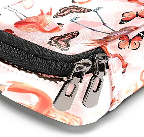Фламинго и пеперутки шема 84x55in кожен молив со молив, торба со пенкало со двојна торбичка за складирање торби за торби за торби