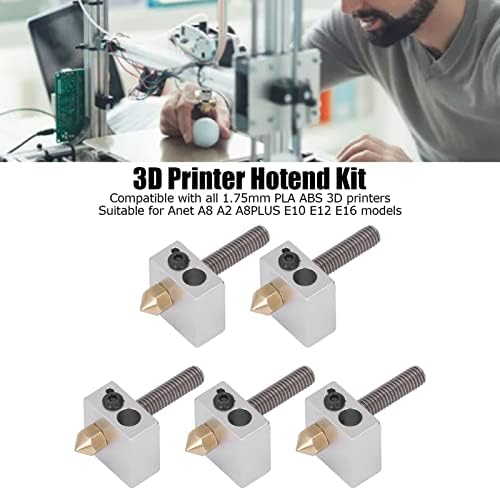 Комплет за жариште на 3Д печатач, професионален 3Д печатач Hotend Сите метални комплетни не'рѓосувачки челик и месинг за 1,75мм PLA ABS за екструдер