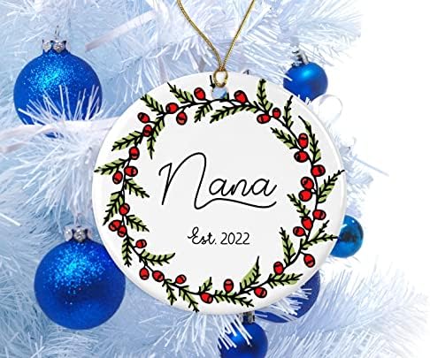 Gavinsdesigns nana est. 2021 украс за новогодишна елка - Нова Нана 2021 - Орнамент за Нана - За Нана подароци од внуци - Подарок за Нана