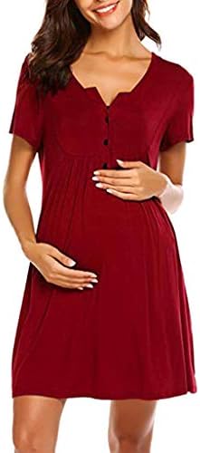 Женски породилен доилски фустан медицинска сестра за домашни ноќевања облека за доење на кратки ракави медицински сестри фустани
