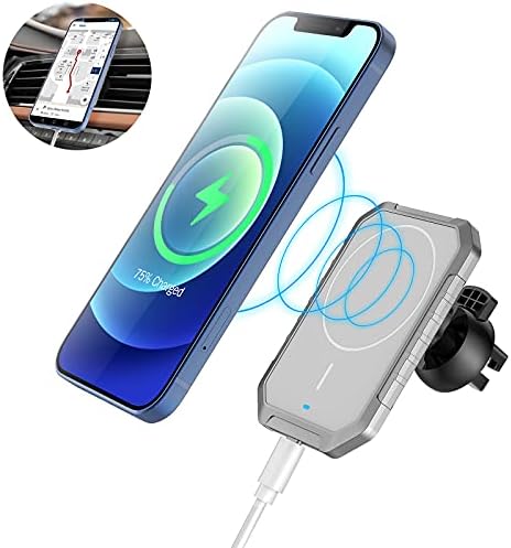 I.Valux Магнетски безжичен мобилен телефон полнач за батерии, 15W Брзо полнење на автомобил за полнење на автомобили, компатибилен со iPhone