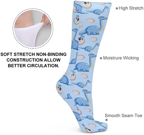 Weedkeycat сино диносаурус дебели чорапи новини смешни печатени графички обични топло средно цевки чорапи за зима